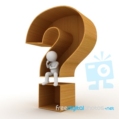 Figure Sitting In Question Mark Stock Image