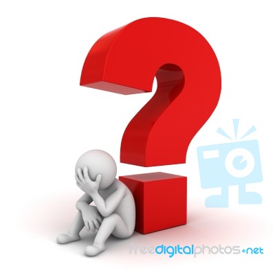 Figure Sitting With Question Mark Stock Image