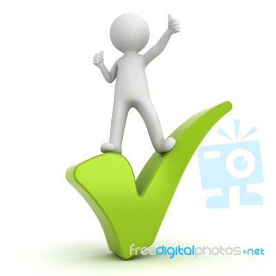 Figure Standing On Green Check Mark Stock Image