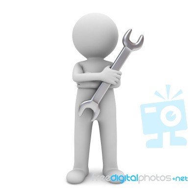 Figure Standing With Wrench Stock Image