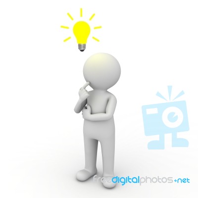 Figure Thinking With Idea Bulb Stock Image