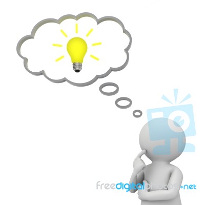 Figure Thinking With Idea Bulb Stock Image