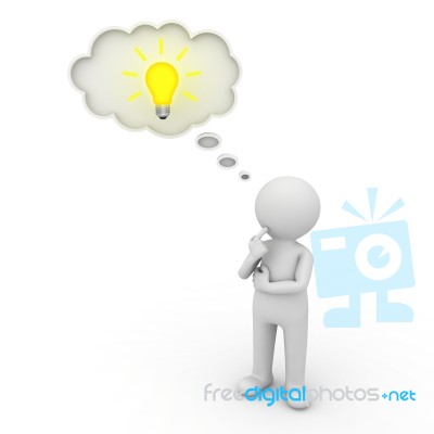 Figure Thinking With Idea Bulb Stock Image