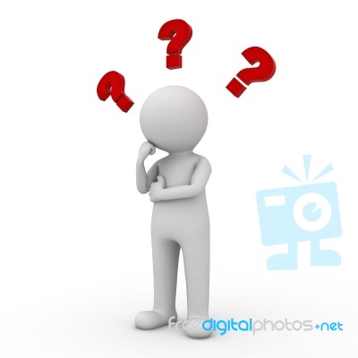 Figure Thinking With Question Marks Stock Image