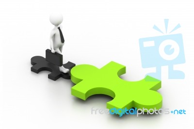 Figure Walking On Puzzle Stock Image