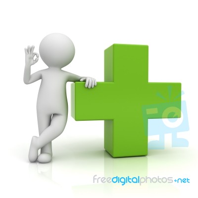 Figure With Green Plus Sign Stock Image