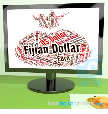 Fijian Dollar Indicates Foreign Exchange And Broker Stock Image