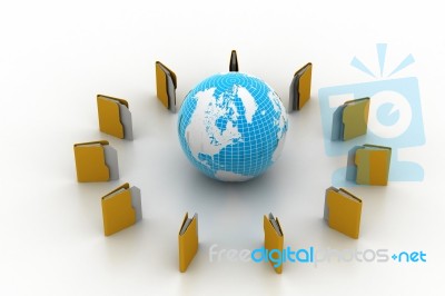 File Folders Around Earth Stock Image