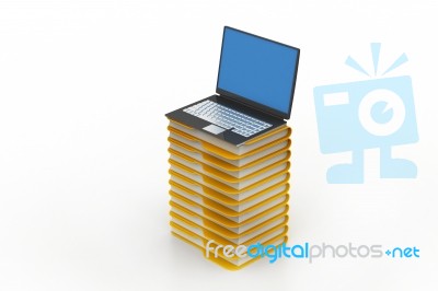 File Folders Next To A Modern Laptop Stock Image