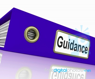 File Guidance Indicates Binder Administration And Guiding Stock Image