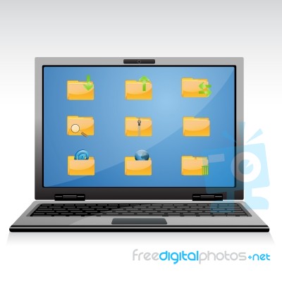 File Icons In Laptop Stock Image