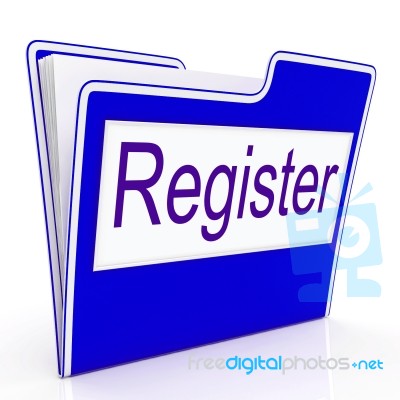 File Register Indicates Sign Up And Membership Stock Image