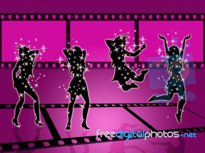 Filmstrip Disco Means Discotheque Photography And Photographic Stock Image