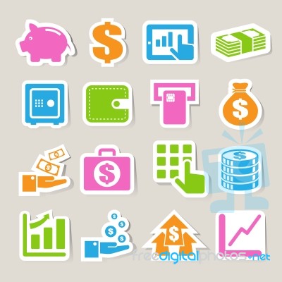 Finance And Money  Sticker Icon Set Stock Image