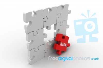 Finance Concept: Risk On Red Puzzle Piece Stock Image