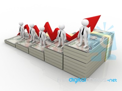 Finance Growth. Dollar Graph And Business Man Stock Image