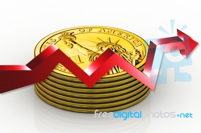 Finance Growth. Gold Coin And Graph Stock Image