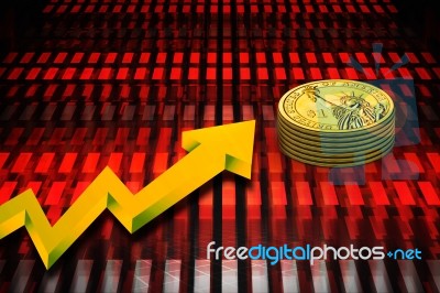 Finance Growth. Gold Coin And Graph Stock Image