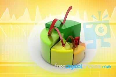 Finance Pie And Bar Chart Graphs With Growing Arrow Stock Image