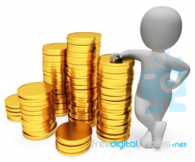 Finance Savings Shows Richness Banking And Saves 3d Rendering Stock Image