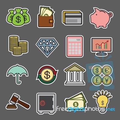 Finance Sticker Icon Stock Image