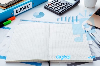 Financial And Budget Planning With Notebook Stock Photo