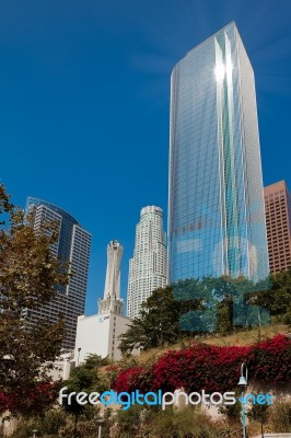 Financial District Of Los Angeles Stock Photo