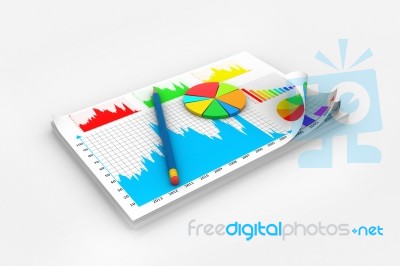 Financial Documents And Pencil Stock Image