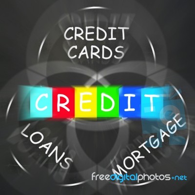 Financial Words Displays Credit Mortgage Banking And Loans Stock Image