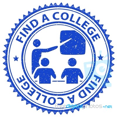 Find College Indicates Search For And Choose Education Stock Image