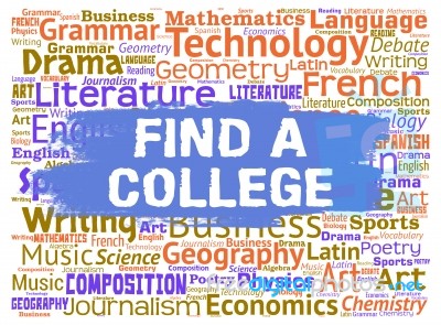 Find College Means Search Out And Colleges Stock Image