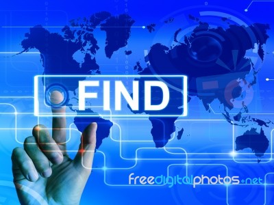 Find Map Displays Internet Or Online Discovery Or Hunt Stock Image