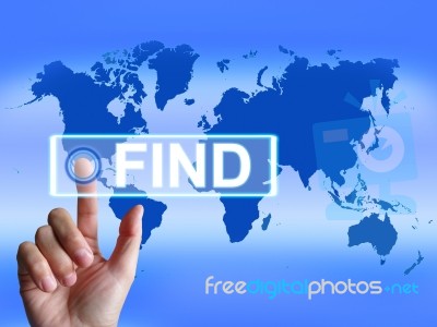 Find Map Indicates Internet Or Online Discovery Or Hunt Stock Image