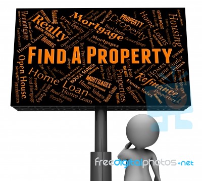 Find Property Represents Real Estate And Board 3d Rendering Stock Image