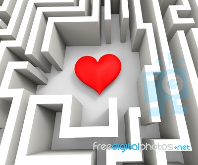 Finding Love Or Girlfriend Shows Heart In Maze Stock Image