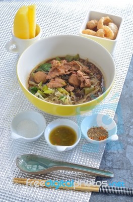 Fine Cut White Rice Noodle Stock Photo