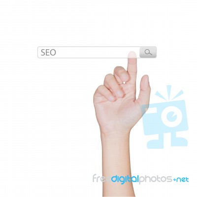 Finger Click On Search Toolbar Browser Isolated White Background… Stock Photo