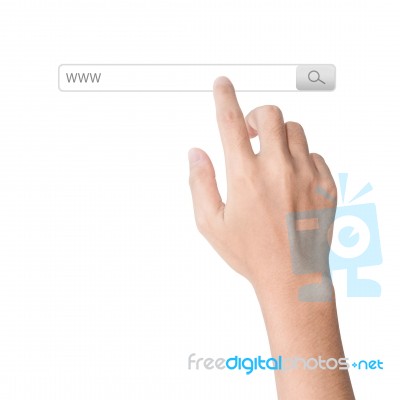 Finger Click On Search Www Toolbar Browser Isolated White Background Stock Photo