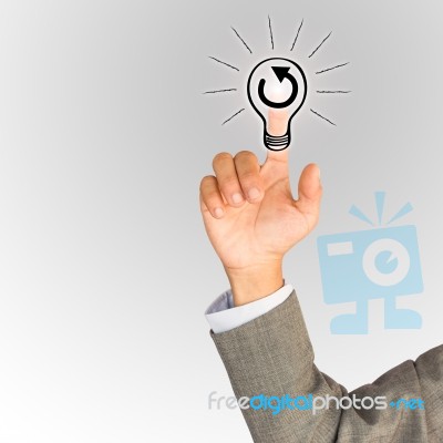 Finger Of Business Man Click Idea Concept Stock Photo