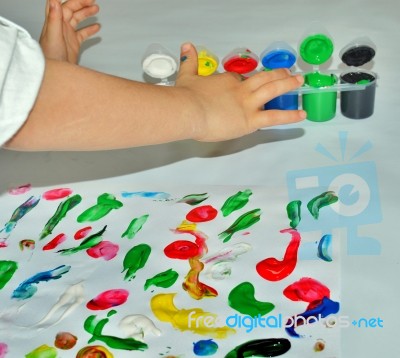 Finger Painting Stock Photo