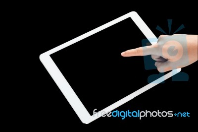 Finger Touching Tablet Pc Device Stock Photo