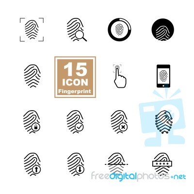 Fingerprint Icon Set On White Background Stock Image