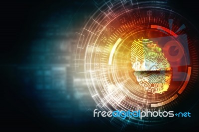  Fingerprint Scanning Technology Concept 2d Illustration Stock Image