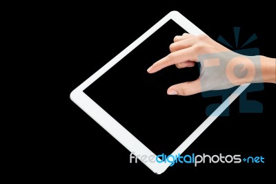 Fingers Pointing On Tablet Pc Stock Photo