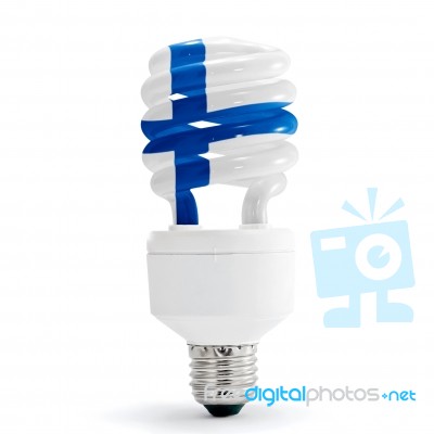 Finland Flag On Bulb Stock Photo