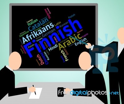 Finnish Language Indicates Word Communication And Text Stock Image