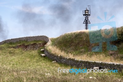 Fire On Holy Island Stock Photo