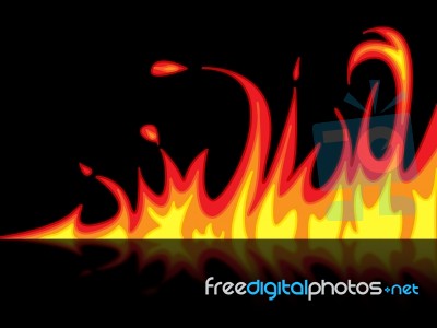 Fire Reflection Represents Mirrored Blazing And Raging Stock Image