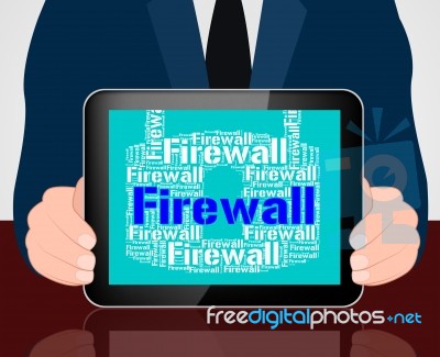 Firewall Lock Means No Access And Defence Stock Image