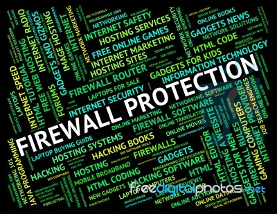 Firewall Protection Indicates Password Safe And Secure Stock Image